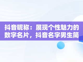 抖音昵称：展现个性魅力的数字名片，抖音名字男生简单气质 霸气2021 