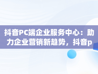 抖音PC端企业服务中心：助力企业营销新趋势，抖音pc端企业服务中心怎么进 