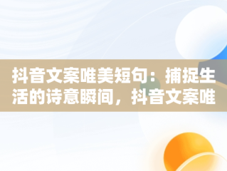 抖音文案唯美短句：捕捉生活的诗意瞬间，抖音文案唯美短句伤感 