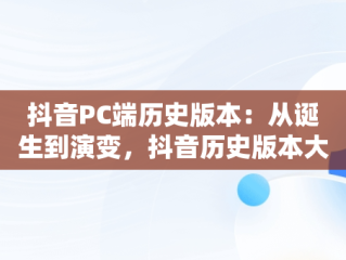 抖音PC端历史版本：从诞生到演变，抖音历史版本大全豌豆荚 