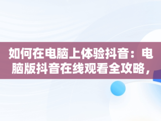 如何在电脑上体验抖音：电脑版抖音在线观看全攻略，抖音如何在电脑上看视频 