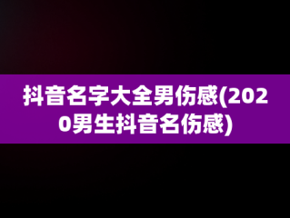 抖音名字大全男伤感(2020男生抖音名伤感)