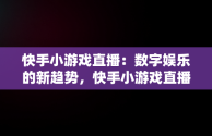 快手小游戏直播：数字娱乐的新趋势，快手小游戏直播怎么操作 