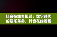 抖音在线看视频：数字时代的娱乐革命，抖音在线看视频能赚钱吗 