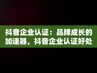 抖音企业认证：品牌成长的加速器，抖音企业认证好处和坏处 