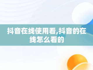 抖音在线使用看,抖音的在线怎么看的