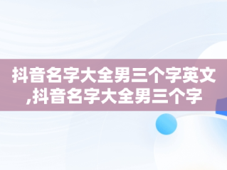 抖音名字大全男三个字英文,抖音名字大全男三个字