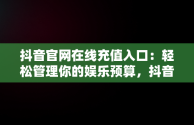 抖音官网在线充值入口：轻松管理你的娱乐预算，抖音充值网页 