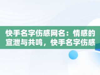 快手名字伤感网名：情感的宣泄与共鸣，快手名字伤感网名繁体字 