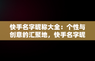 快手名字昵称大全：个性与创意的汇聚地，快手名字昵称大全财运 