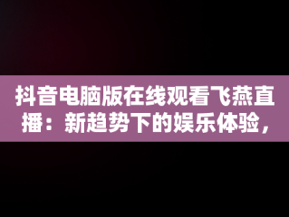 抖音电脑版在线观看飞燕直播：新趋势下的娱乐体验，抖音电脑在线观看怎么进直播间 