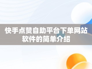 快手点赞自助平台下单网站软件的简单介绍