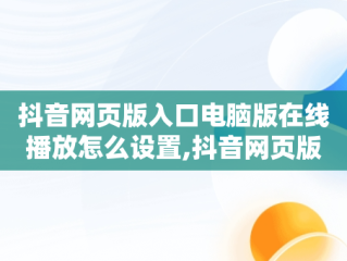 抖音网页版入口电脑版在线播放怎么设置,抖音网页版入口电脑版在线播放