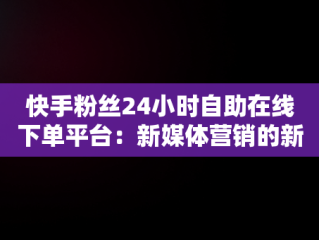 快手粉丝24小时自助在线下单平台：新媒体营销的新突破， 