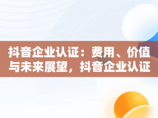 抖音企业认证：费用、价值与未来展望，抖音企业认证要花钱吗 