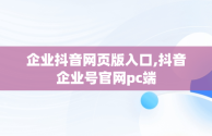 企业抖音网页版入口,抖音企业号官网pc端