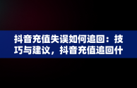 抖音充值失误如何追回：技巧与建议，抖音充值追回什么意思 