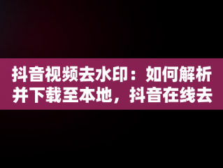 抖音视频去水印：如何解析并下载至本地，抖音在线去水印视频解析保存到本地 