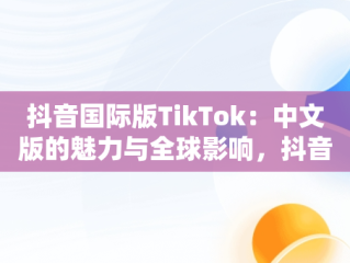 抖音国际版TikTok：中文版的魅力与全球影响，抖音。 国际版 