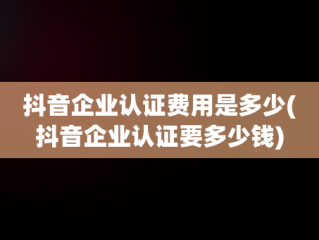 抖音企业认证费用是多少(抖音企业认证要多少钱)