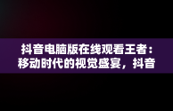 抖音电脑版在线观看王者：移动时代的视觉盛宴，抖音王者荣耀直播电脑上怎么弄 