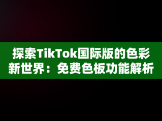 探索TikTok国际版的色彩新世界：免费色板功能解析，成品短视频软件大全下载手机版 