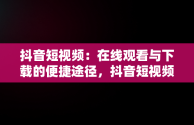 抖音短视频：在线观看与下载的便捷途径，抖音短视频在线观看下载 