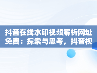 抖音在线水印视频解析网址免费：探索与思考，抖音视频水印解析网站 