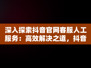 深入探索抖音官网客服人工服务：高效解决之道，抖音官网客服人工服务在哪里 