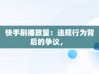 快手刷播放量：违规行为背后的争议， 