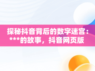 探秘抖音背后的数字迷宫：***的故事，抖音网页版 