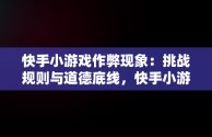 快手小游戏作弊现象：挑战规则与道德底线，快手小游戏作弊怎么解决 