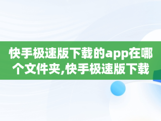 快手极速版下载的app在哪个文件夹,快手极速版下载的软件安装包在哪