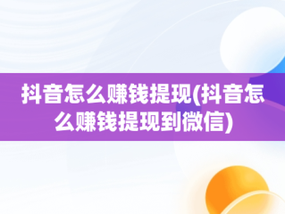 抖音怎么赚钱提现(抖音怎么赚钱提现到微信)