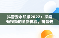 抖音去水印版2022：探索短视频的全新体验，抖音去水印版2023版本 