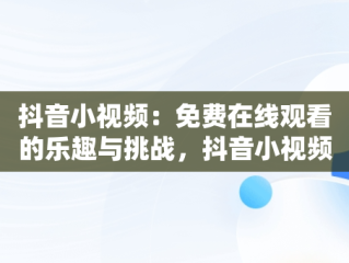 抖音小视频：免费在线观看的乐趣与挑战，抖音小视频观看在线观看免费高清 