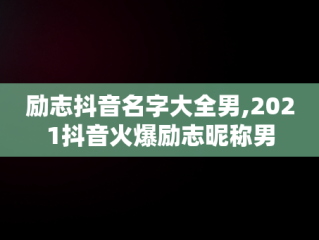 励志抖音名字大全男,2021抖音火爆励志昵称男