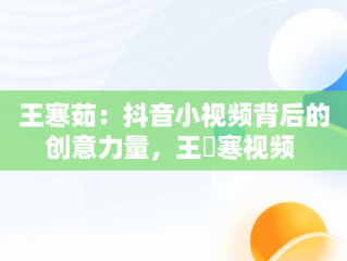 王寒茹：抖音小视频背后的创意力量，王珮寒视频 