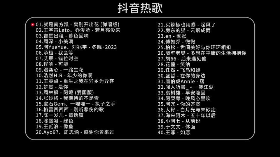 最火的歌曲2025排行(2020最火的歌曲排行榜名前十名)