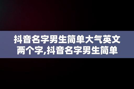 抖音名字男生简单大气英文两个字,抖音名字男生简单大气