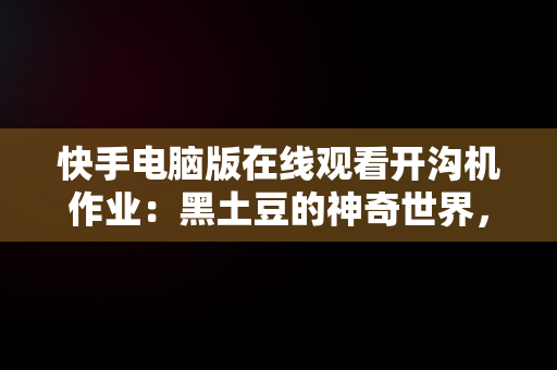 快手电脑版在线观看开沟机作业：黑土豆的神奇世界， 