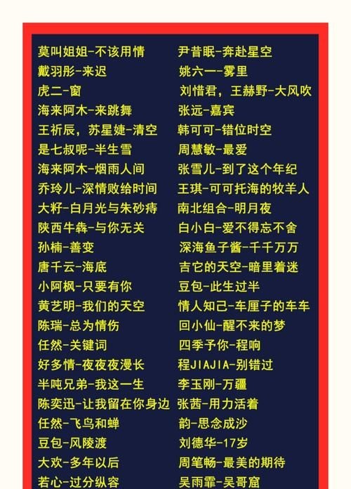 最火的歌都有哪些(最火的歌有哪些列出表格来)