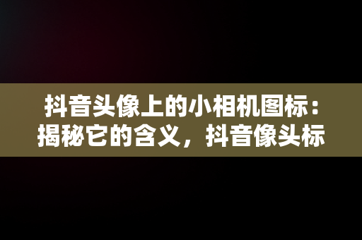 抖音头像上的小相机图标：揭秘它的含义，抖音像头标志 