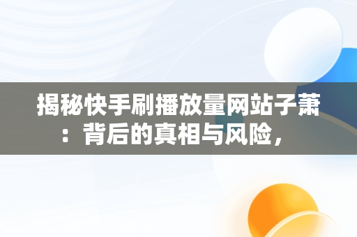 揭秘快手刷播放量网站子萧：背后的真相与风险， 